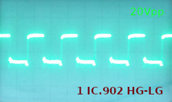 Oscilograma IC902 pin HG y HL 20Vpp
