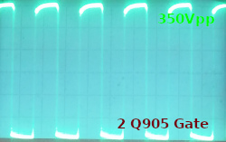 Oscilograma Q905 Gate 350Vpp